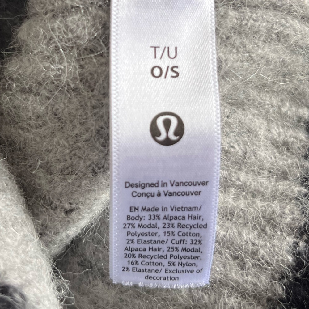 lululemon athletica alpaca Gray and Black Ribbed Cuff Knit Beanie - Picture 3 of 4